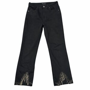 RISEN JEANS black rhinestone fringe size 7. 28.